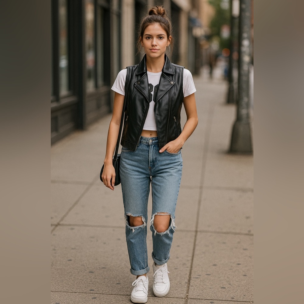 Vest - Moda International Leather Vest - Picture 2 of 12